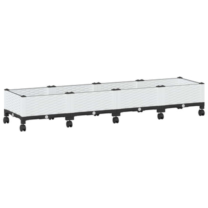 Vaso da Giardino con Ruote Bianco 160 x 40 x 33 cm PP | homemem39