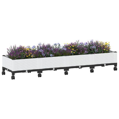 Vaso da Giardino con Ruote Bianco 160 x 40 x 33 cm PP | homemem39