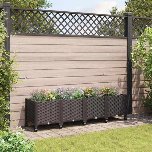 Vaso da Giardino con Ruote Marrone 160 x 40 x 44 cm PP | homemem39