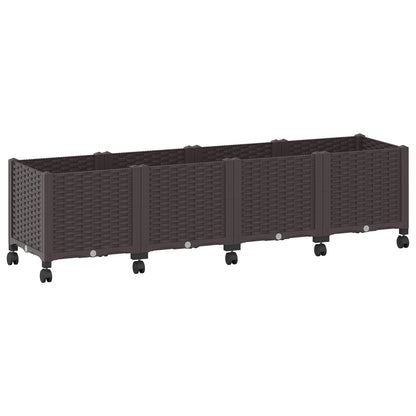 Vaso da Giardino con Ruote Marrone 160 x 40 x 44 cm PP | homemem39