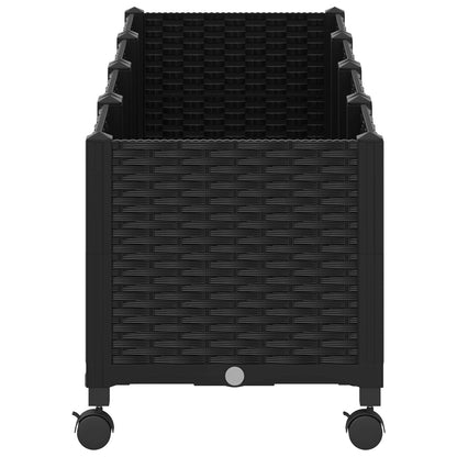Vaso da Giardino con Ruote Nero 160 x 40 x 44 cm PP | homemem39