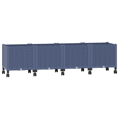 Vaso da Giardino con Ruote Blu Grigio 160 x 40 x 48 cm PP | homemem39