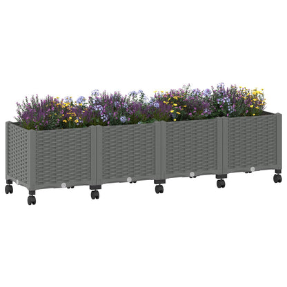 Vaso da Giardino con Ruote Grigio Chiaro 160 x 40 x 48 cm PP | homemem39