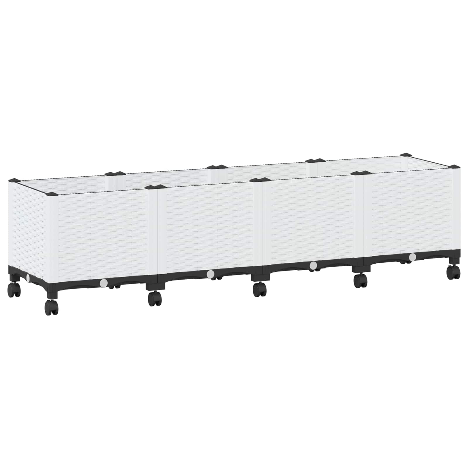 Vaso da Giardino con Ruote Bianco 160 x 40 x 48 cm PP | homemem39