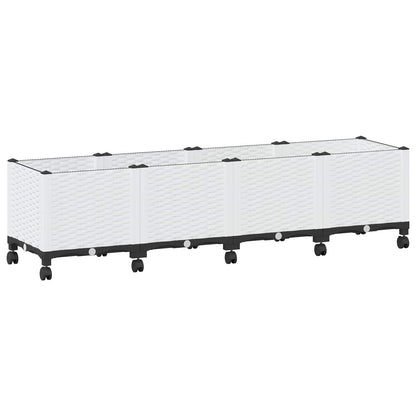 Vaso da Giardino con Ruote Bianco 160 x 40 x 48 cm PP | homemem39