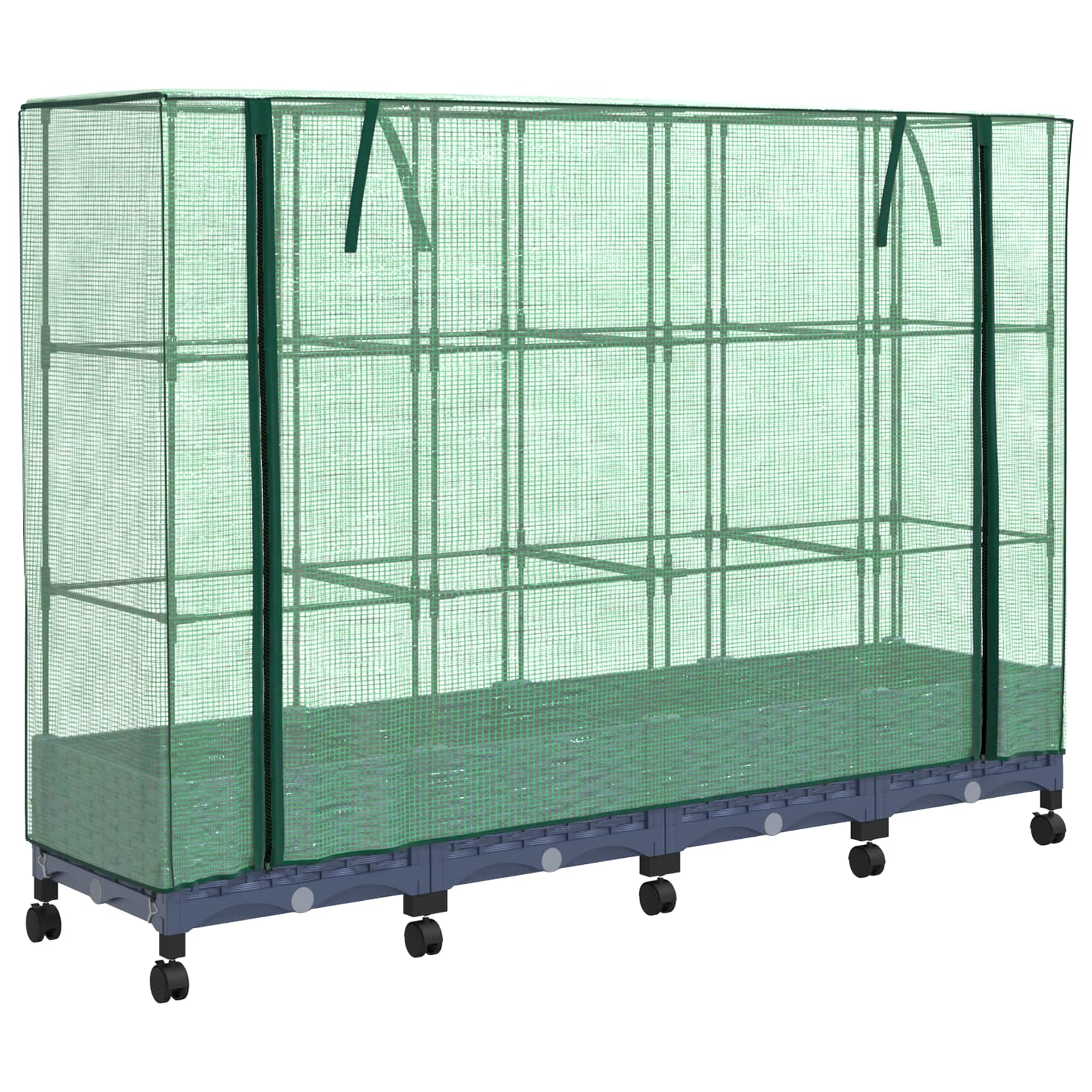 Vaso da Giardino con Copertura per Serra e Ruote 4 pz PP | homemem39