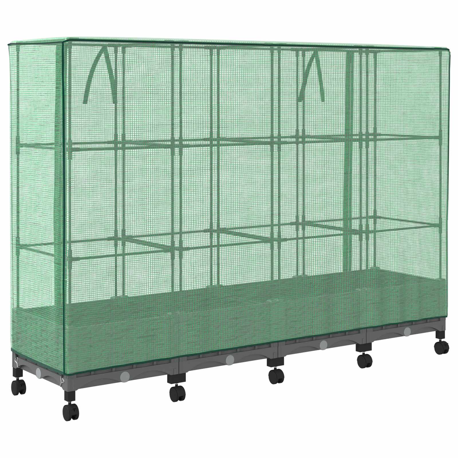 Vaso da Giardino con Copertura per Serra e Ruote 4 pz PP | homemem39