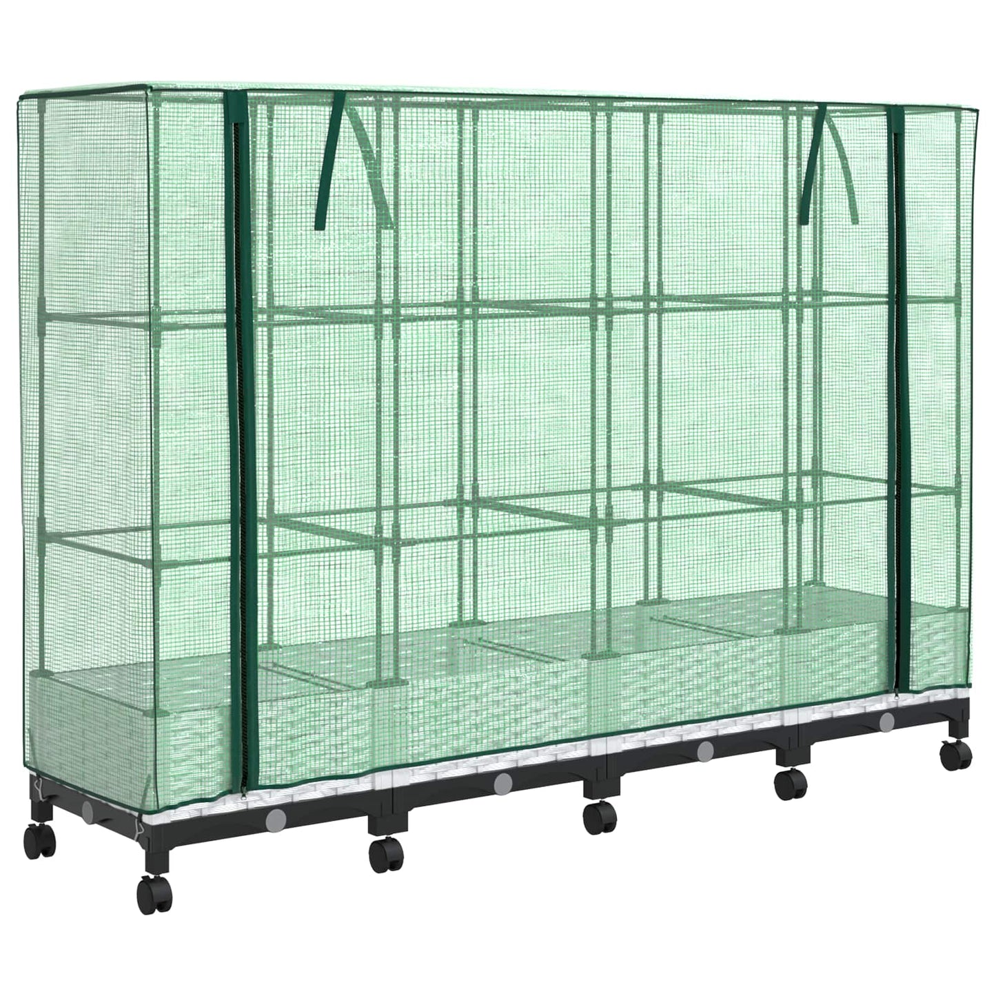 Vaso da Giardino con Copertura per Serra e Ruote 4 pz Bianco PP | homemem39