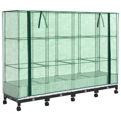 Vaso da Giardino con Copertura per Serra e Ruote 4 pz Bianco PP | homemem39