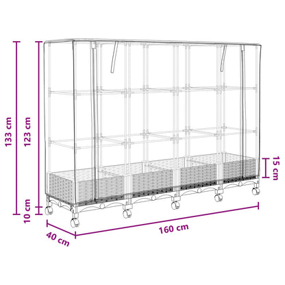 Vaso da Giardino con Copertura per Serra e Ruote 4 pz Bianco PP | homemem39