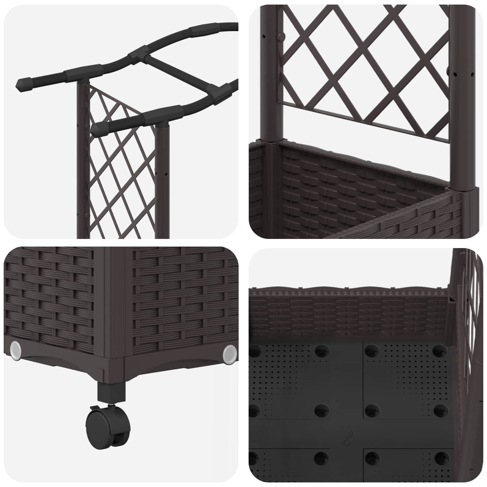 Letto Rialzato con Griglia e Tetto Marrone 207 x 40 x 129 cm PP | homemem39