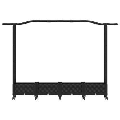 Letto Rialzato con Griglia e Tetto Nero 207 x 40 x 129 cm PP | homemem39