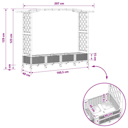 Letto Rialzato con Griglia e Tetto Grigio 207 x 40 x 129 cm PP | homemem39