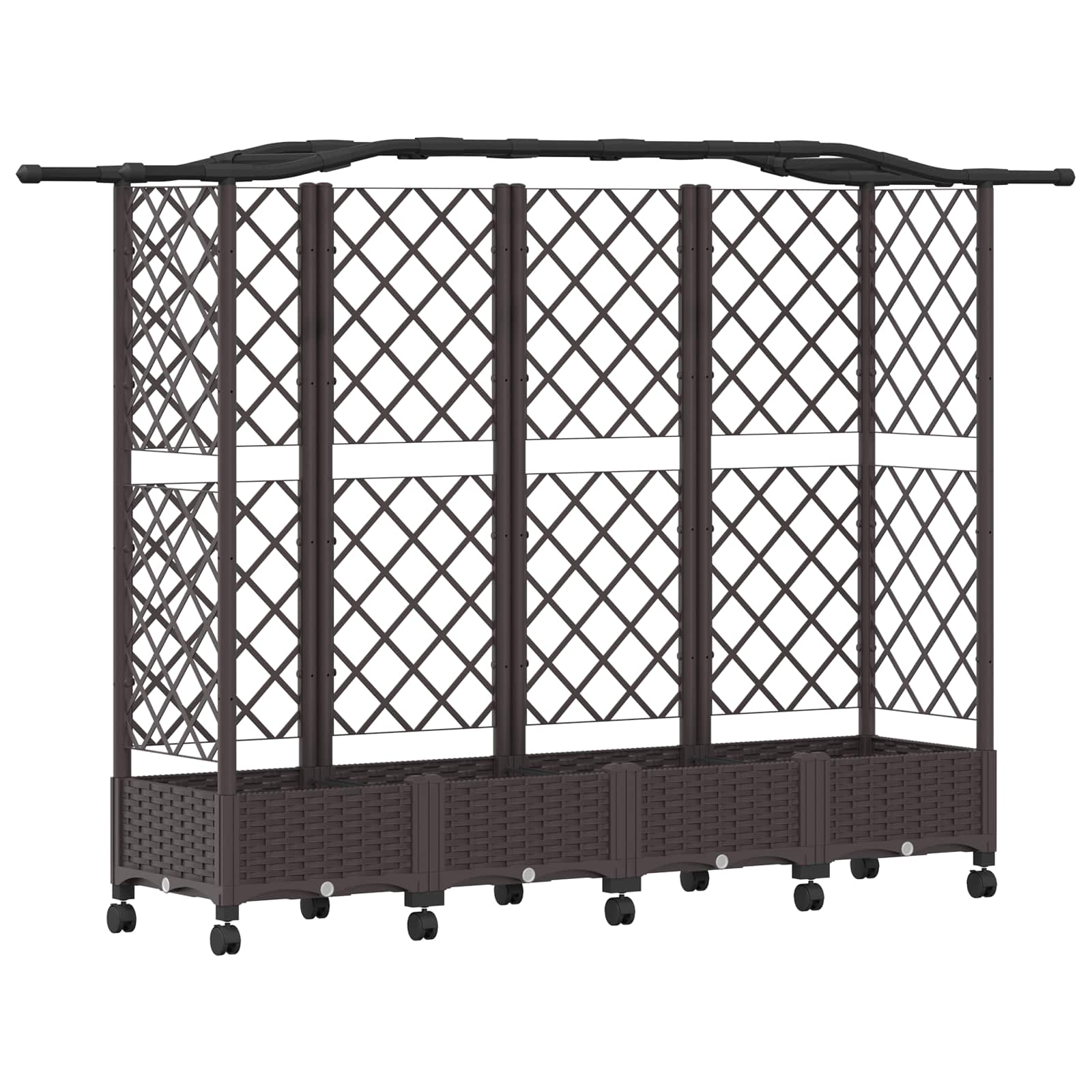 Letto Rialzato con Griglia e Tetto Marrone 203,5 x 40 x 129 cm | homemem39