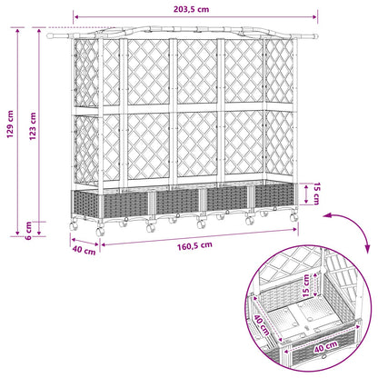 Letto Rialzato con Griglia e Tetto Marrone 203,5 x 40 x 129 cm | homemem39