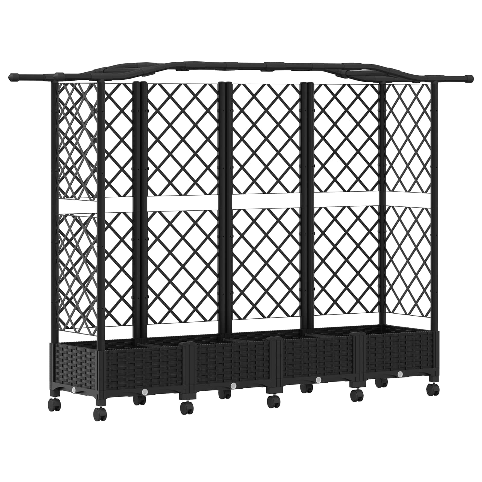 Letto Rialzato con Griglia e Tetto Nero 203,5 x 40 x 129 cm PP | homemem39