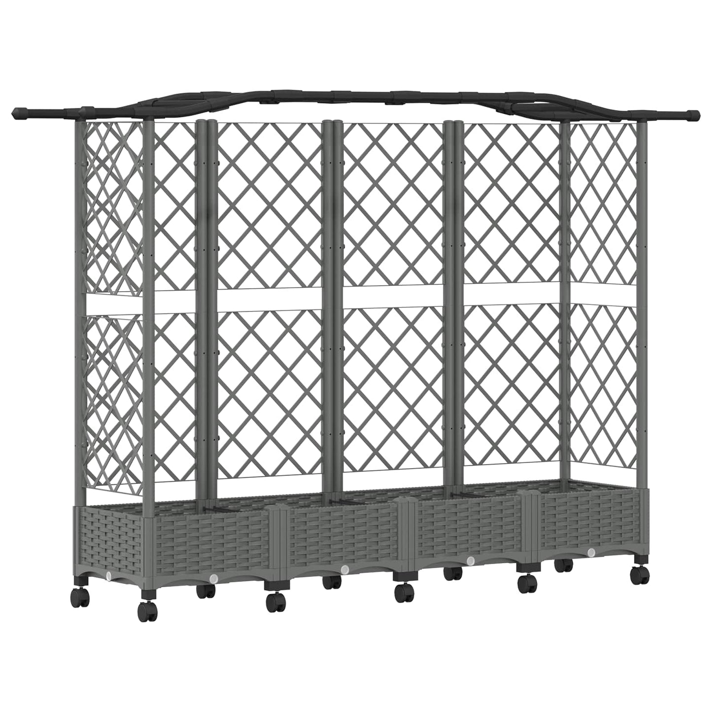 Letto Rialzato con Griglia e Tetto Grigio Chiaro PP | homemem39
