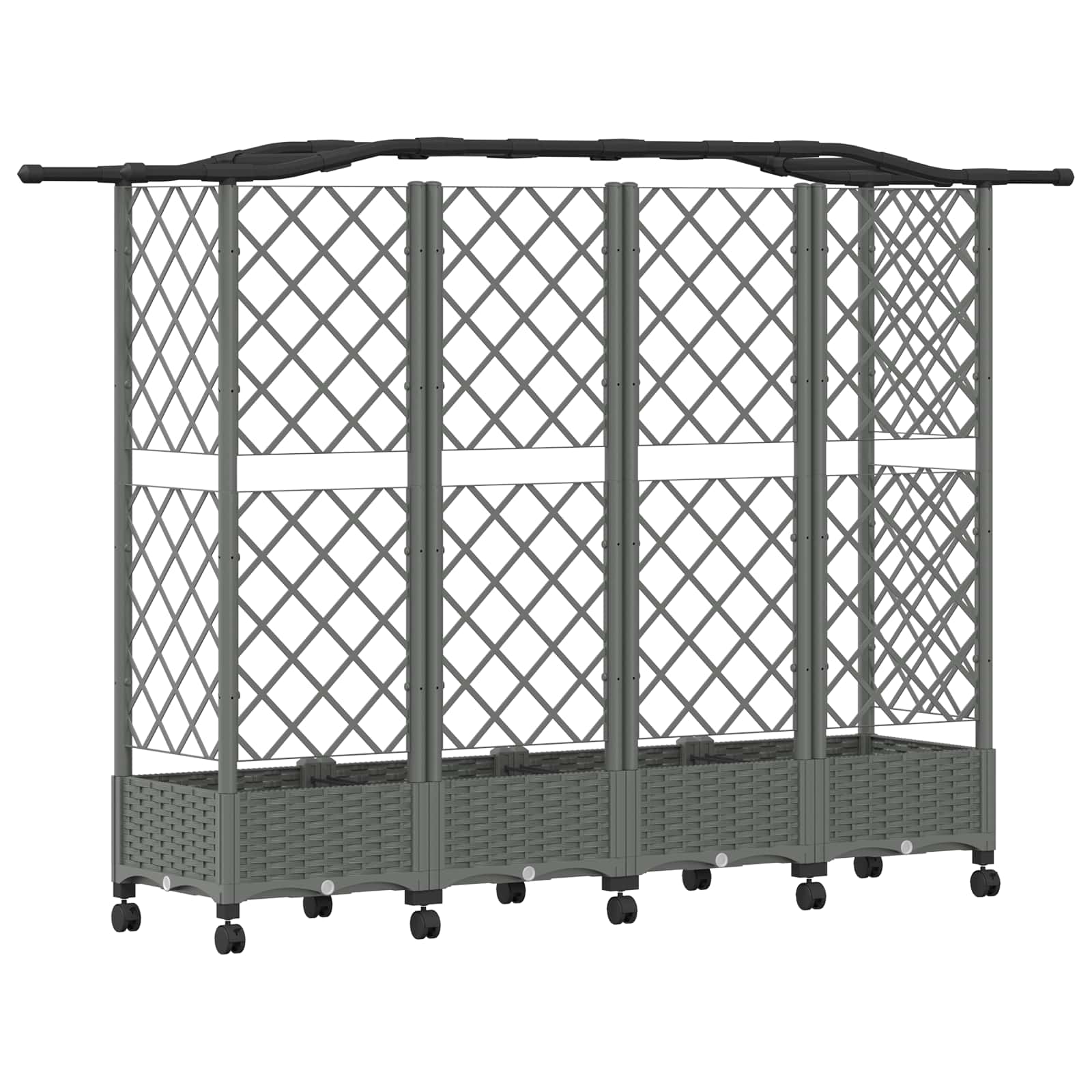 Letto Rialzato con Griglia e Tetto Grigio Chiaro PP | homemem39