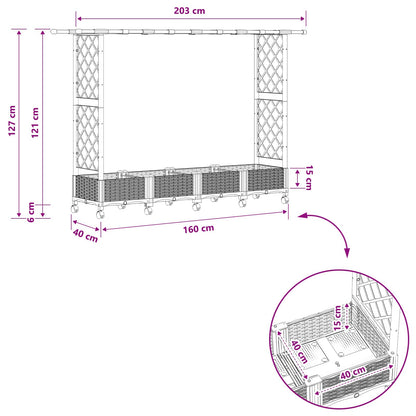 Letto Rialzato con Griglia e Tetto Nero 203 x 40 x 127 cm PP | homemem39