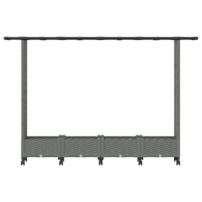Letto Rialzato con Griglia e Tetto Grigio Chiaro PP | homemem39