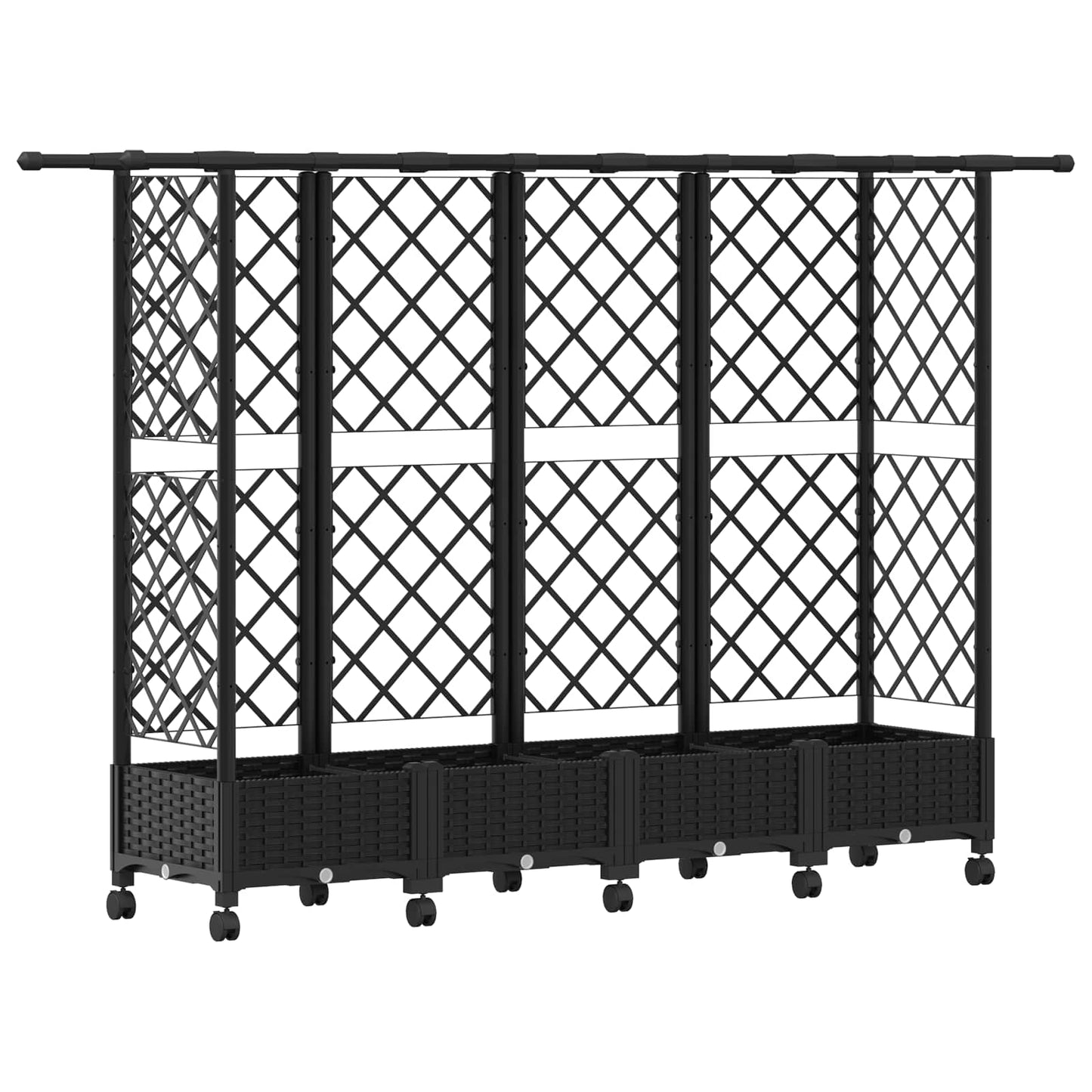 Letto Rialzato con Griglia e Tetto Nero 202,5 x 40 x 127 cm PP | homemem39