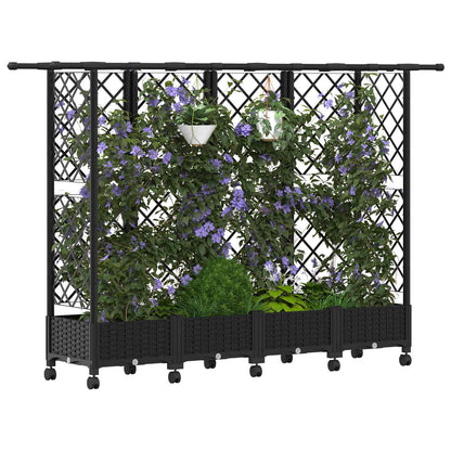 Letto Rialzato con Griglia e Tetto Nero 202,5 x 40 x 127 cm PP | homemem39