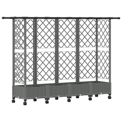 Letto Rialzato con Griglia e Tetto Grigio Chiaro PP | homemem39