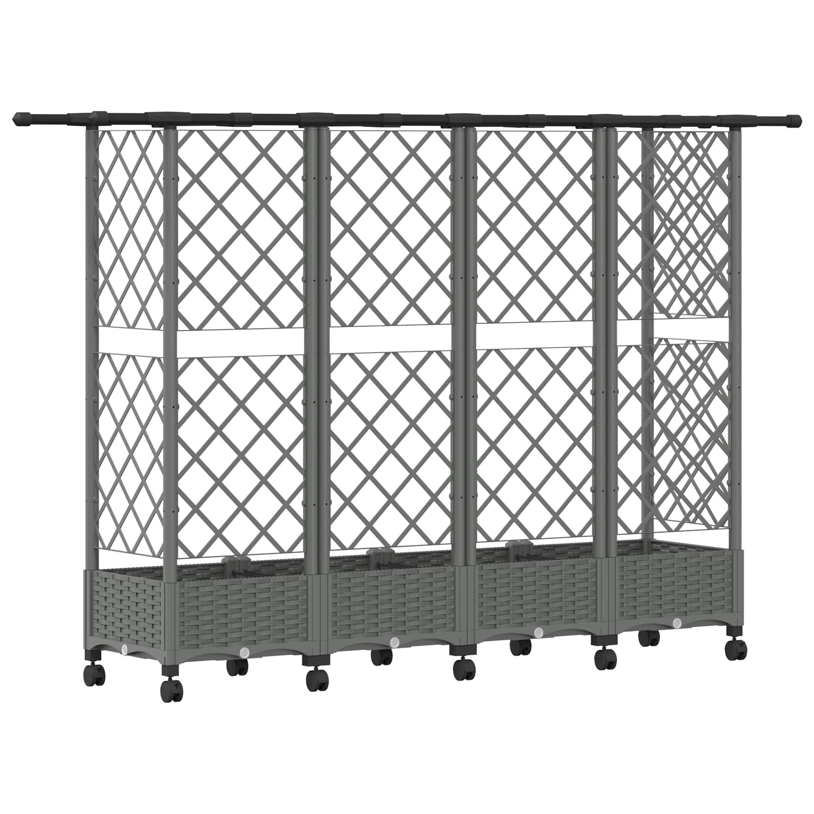 Letto Rialzato con Griglia e Tetto Grigio Chiaro PP | homemem39