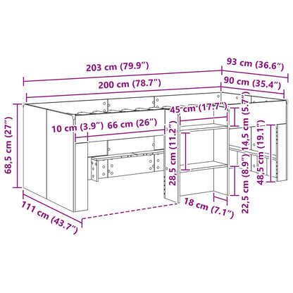 Letto Alto per Bambini Rovere Fumo 90 x 200 cm | homemem39