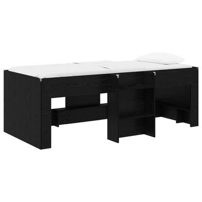 Letto Alto per Bambini Rovere Nero 98.5 x 200 cm | homemem39