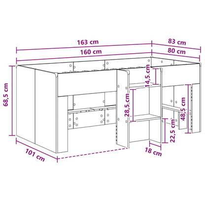 Letto Alto per Bambini Rovere Artigianale 163 x 101,1 x 68,5 cm | homemem39