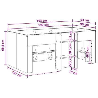 Letto Alto per Bambini Bianco 90 x 190 cm Legno ingegnerizzato | homemem39