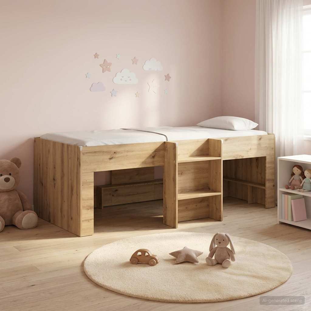 Letto Alto per Bambini Rovere Artigianale 90 x 190 cm | homemem39