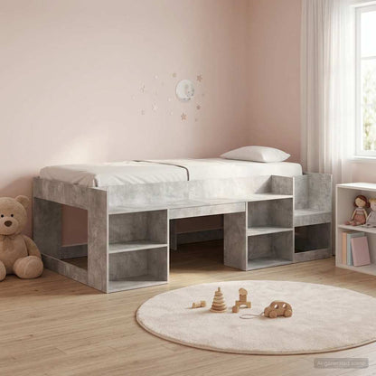 Telaio del letto con storage Grigio Cemento 80 x 200 cm | homemem39