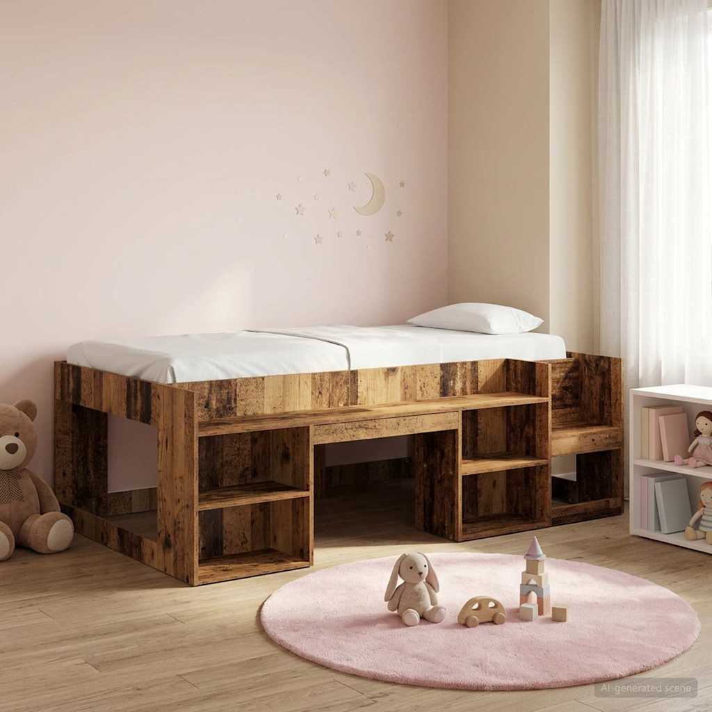 Telaio del letto con storage Legno antico 80 x 200 cm | homemem39
