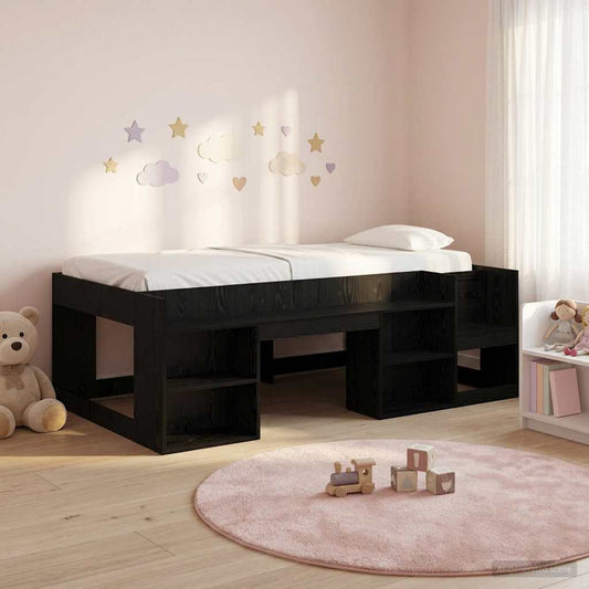 Telaio del letto con storage Rovere Nero 90 x 200 cm | homemem39