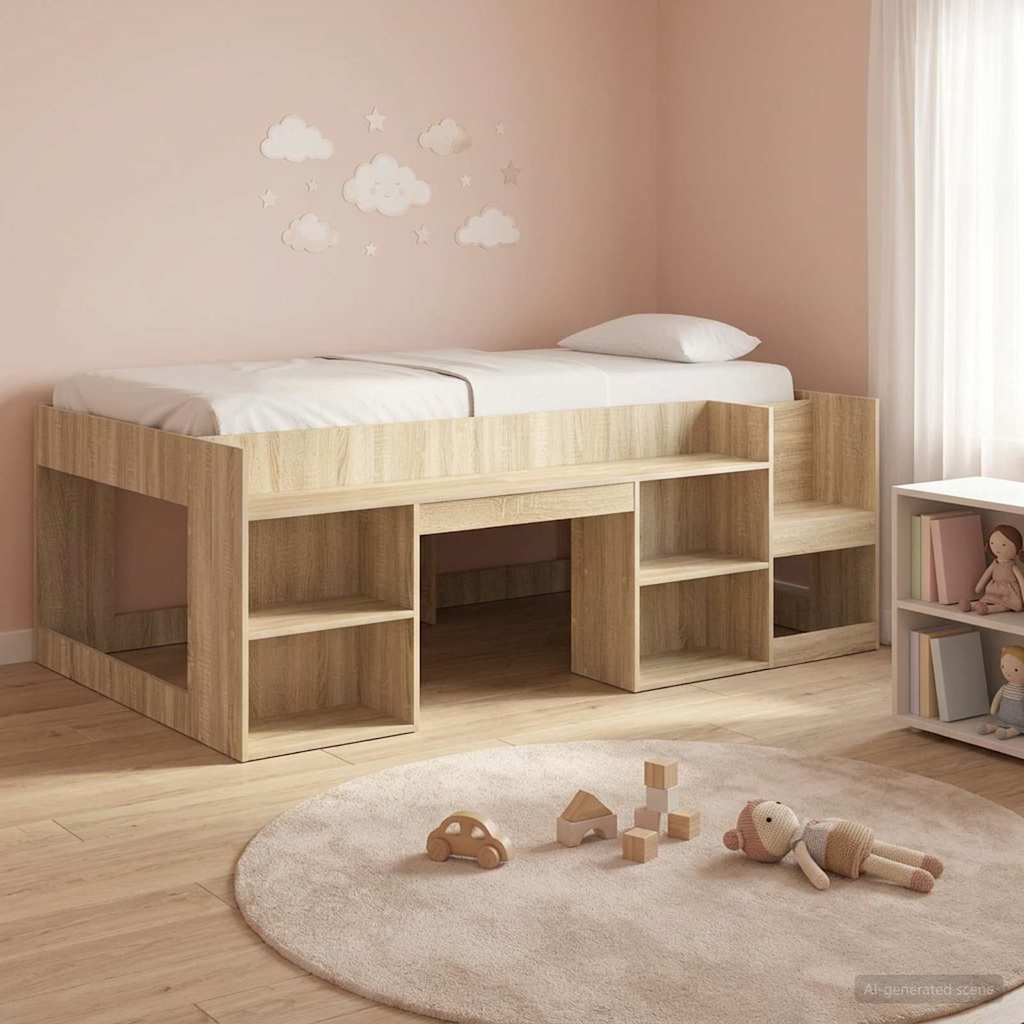 Telaio del letto con storage Rovere Sonoma 90 x 200 cm | homemem39