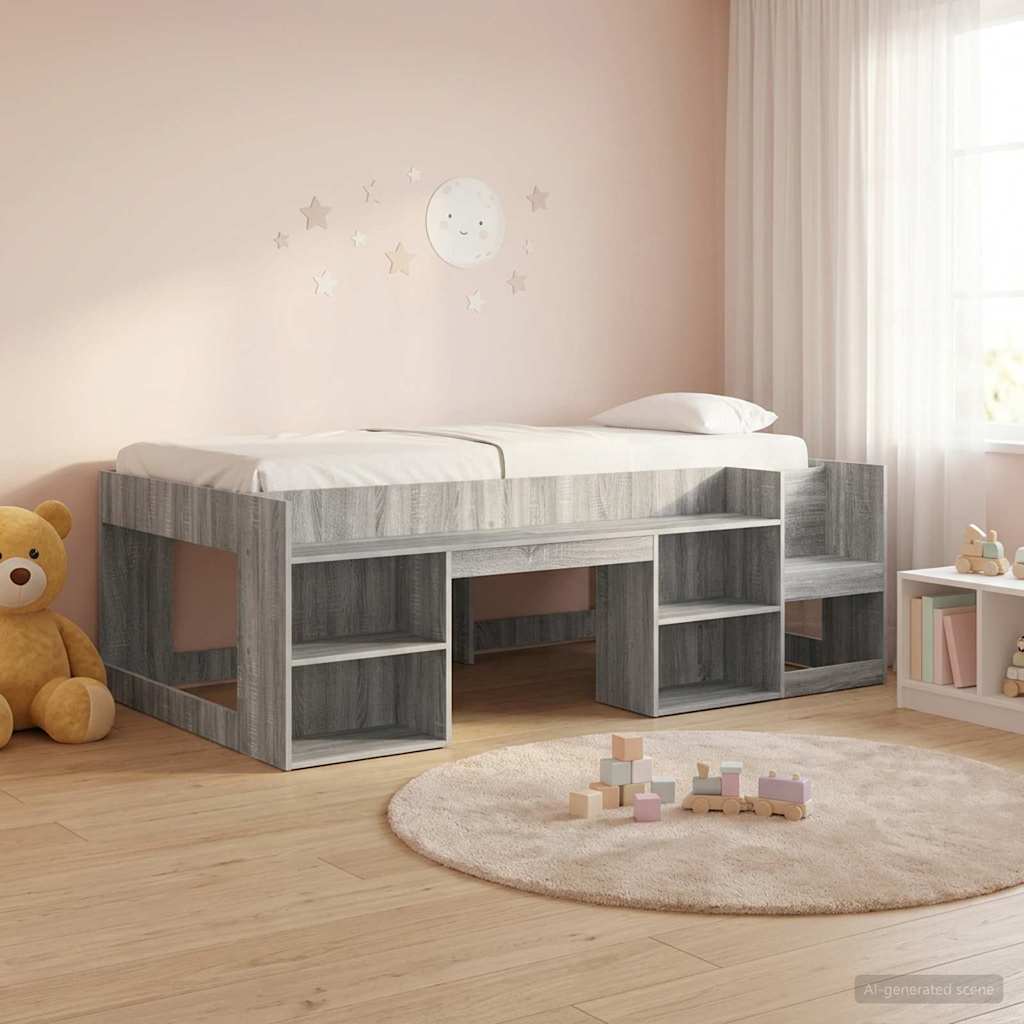 Telaio del letto con storage Sonoma grigio 90 x 200 cm | homemem39