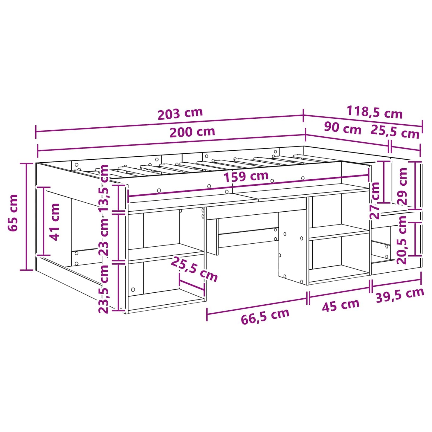 Telaio del letto con storage Rovere Artigianale 90 x 200 cm | homemem39