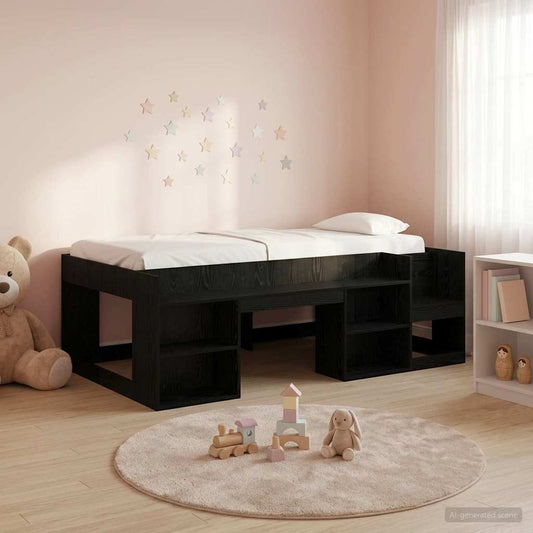 Telaio del letto con storage Rovere Nero 98.5 x 200 cm