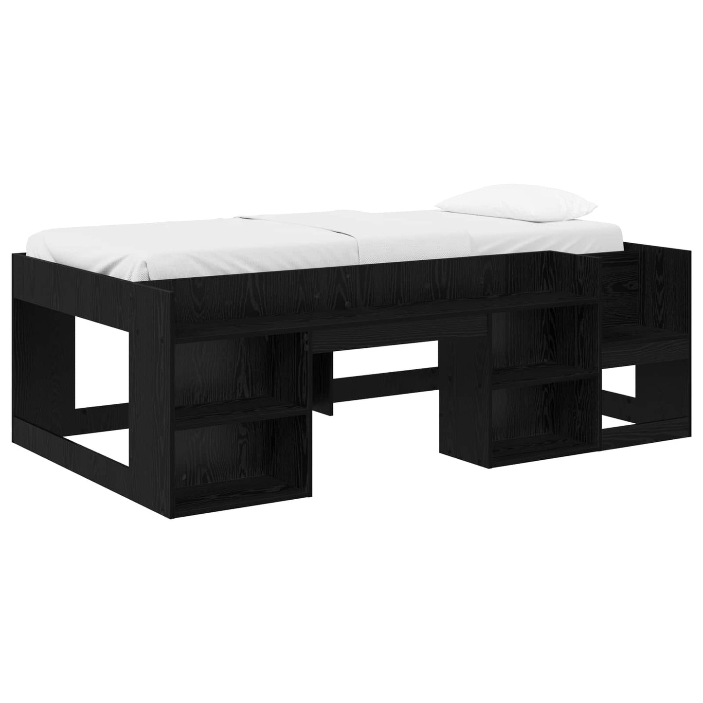 Telaio del letto con storage Rovere Nero 98.5 x 200 cm
