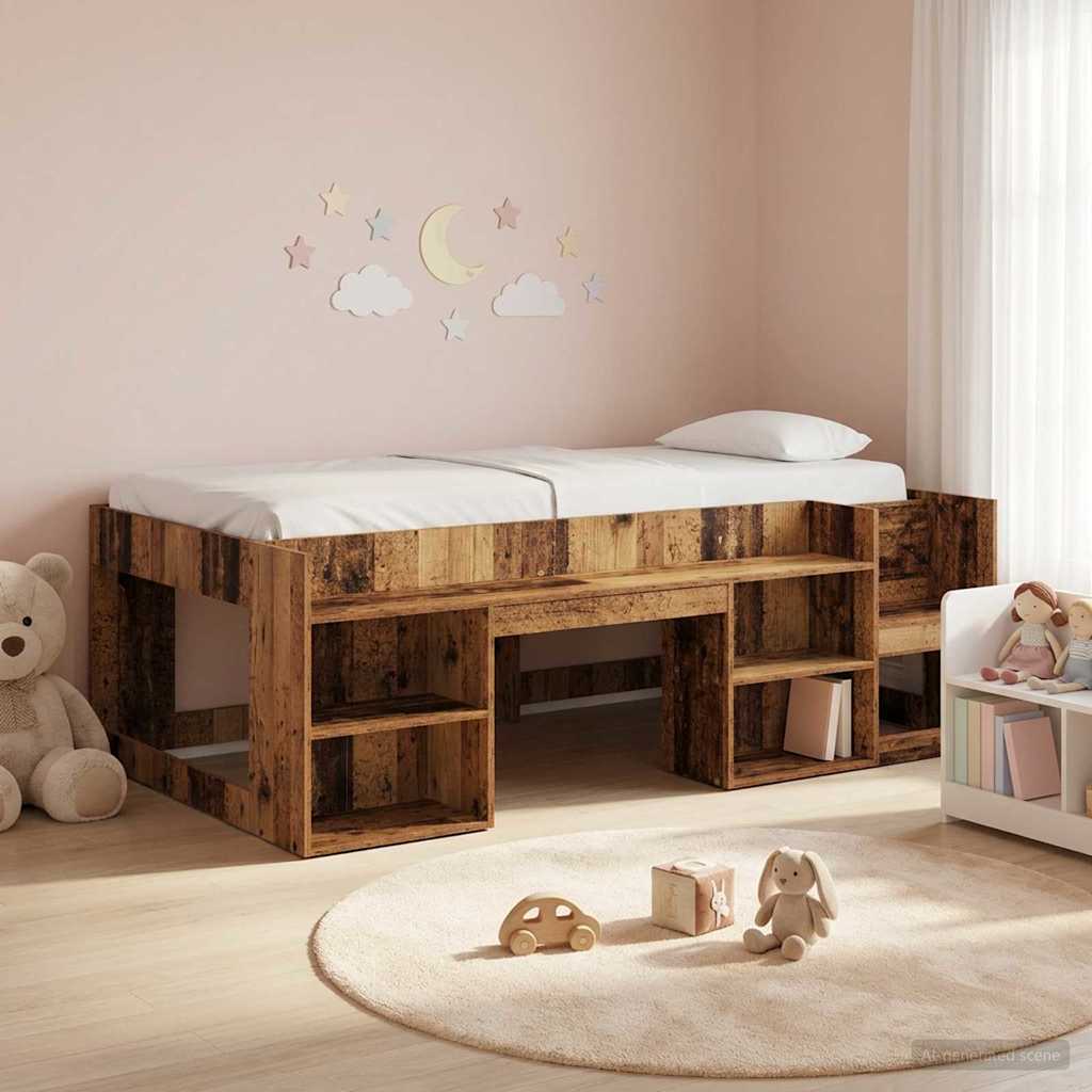 Telaio del letto con storage Legno antico 98.5 x 200 cm | homemem39