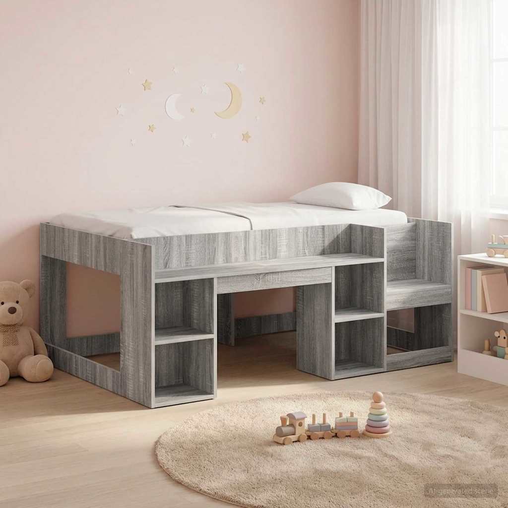 Telaio del letto con storage Sonoma grigio 80 x 160 cm | homemem39
