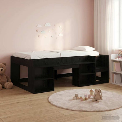 Telaio del letto con storage Rovere Nero 90 x 190 cm | homemem39
