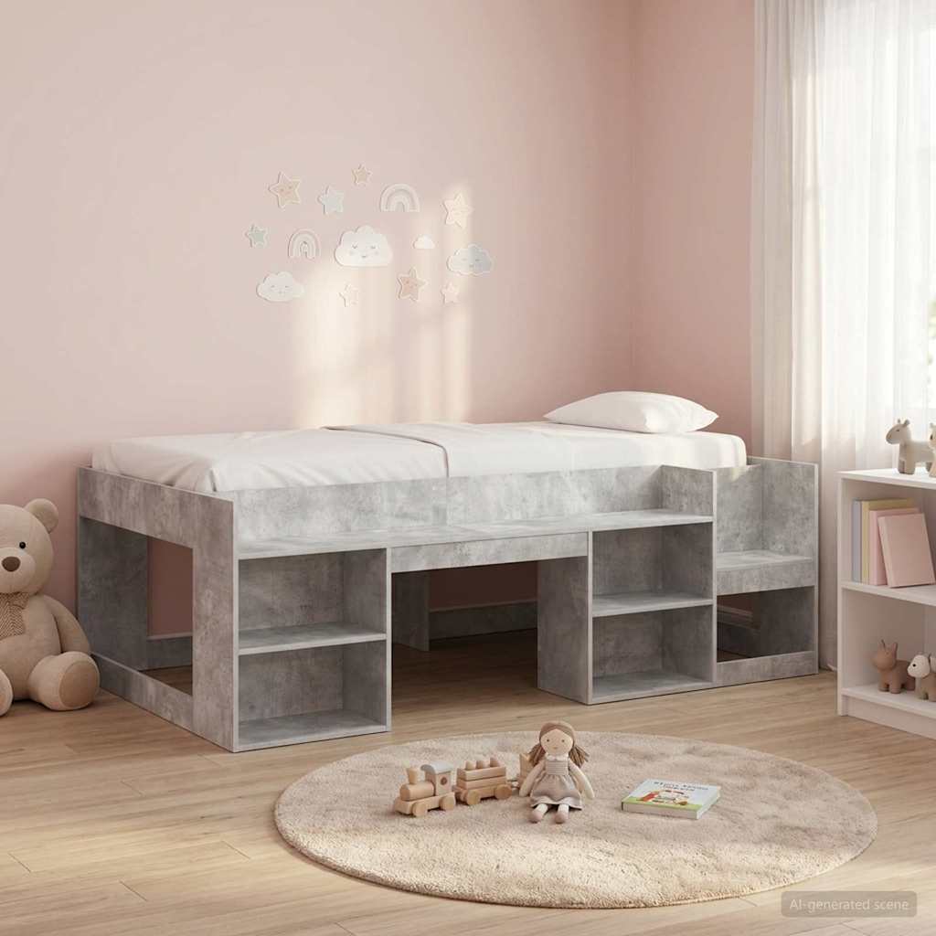 Telaio del letto con storage Grigio Cemento 90 x 190 cm | homemem39