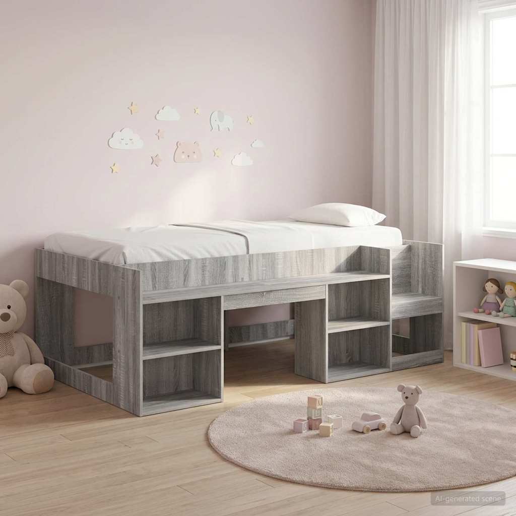 Telaio del letto con storage Sonoma grigio 90 x 190 cm | homemem39
