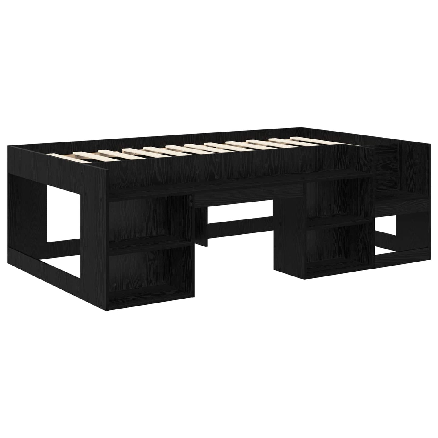 Telaio del letto con storage Rovere Nero 75 x 190 cm | homemem39
