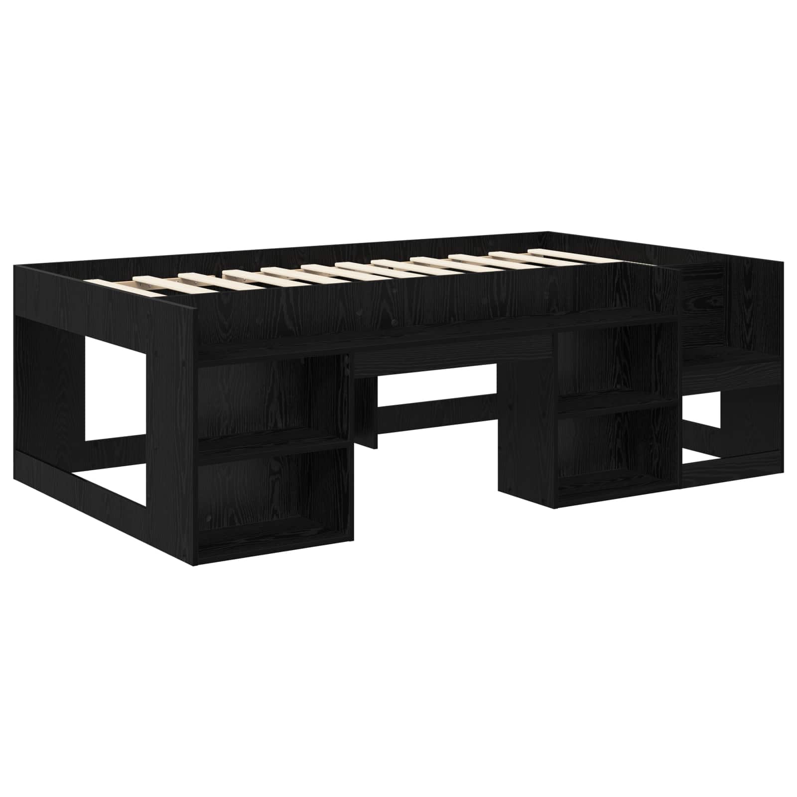 Telaio del letto con storage Rovere Nero 75 x 190 cm | homemem39