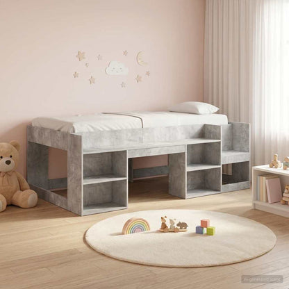 Struttura per Letto per Bambini con Ripostiglio Grigio Cemento