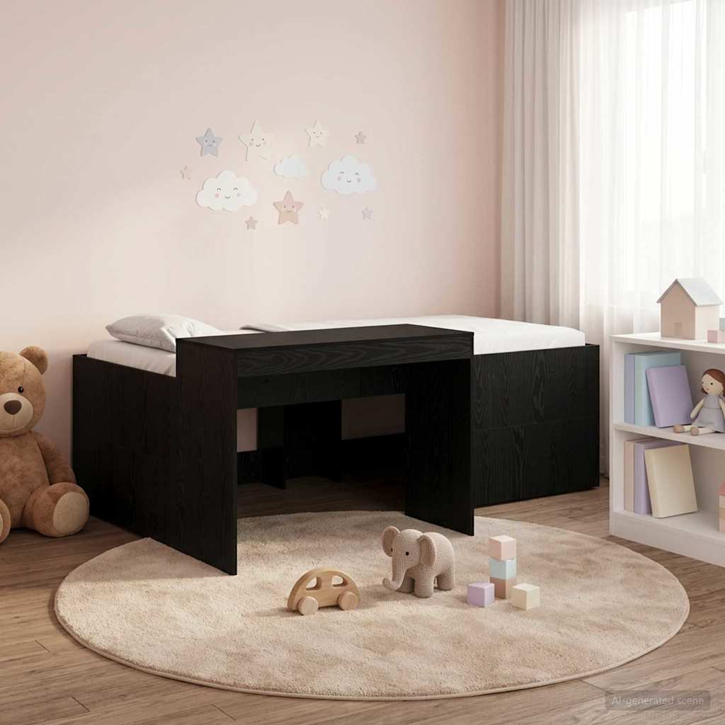 Letto alto per bambini con scrivania Nero 80 x 200 cm | homemem39